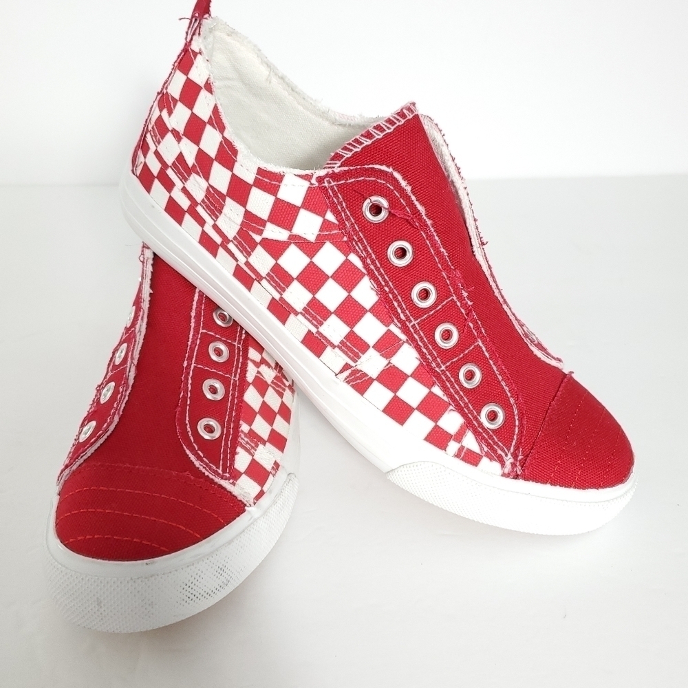 Red checked slip-on sneakers Yoki